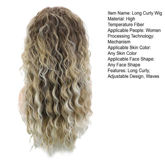 Женский длинный вьющийся парик, натуральный пушистый волнистый парик, регулируемая форма лица, линия волос, парик из высокотемпературного волокна