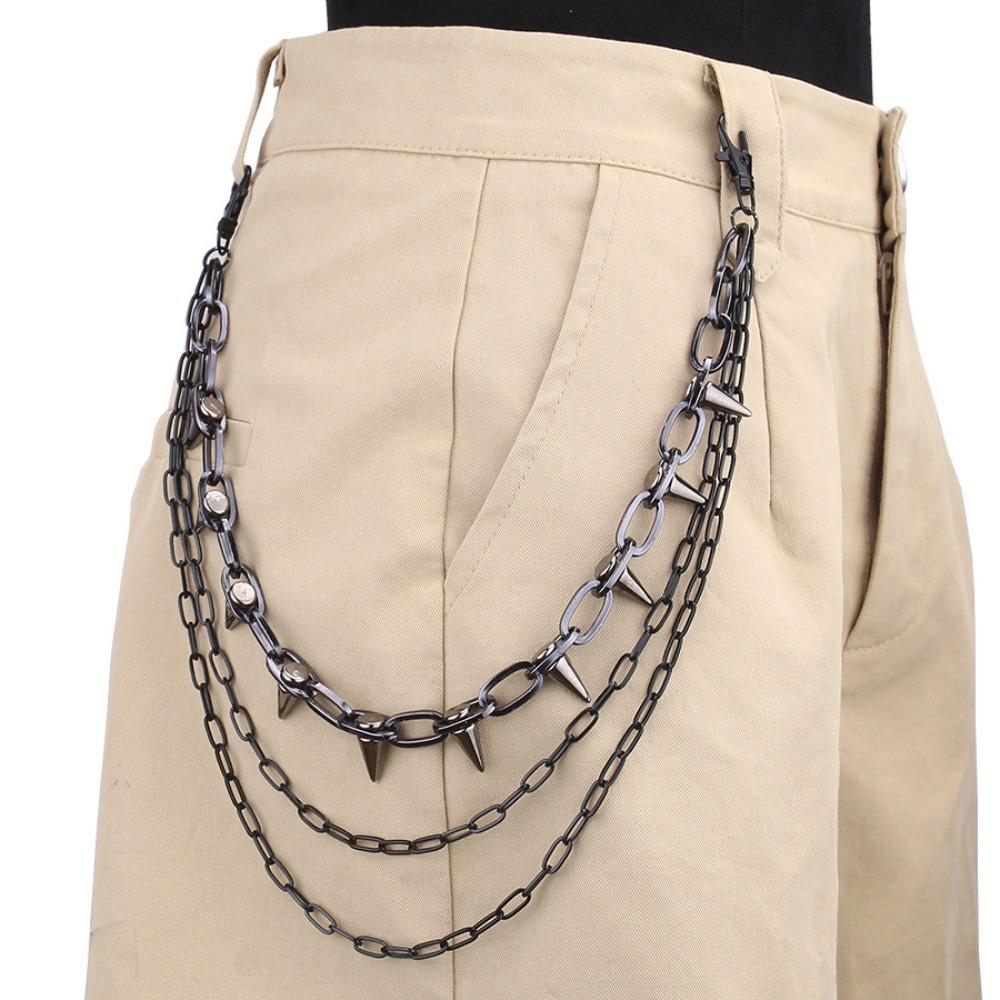 Double-layer Metal Waist Chain Studded Punk Belt Chain Personality Rivet Studded Pants Chain Steet