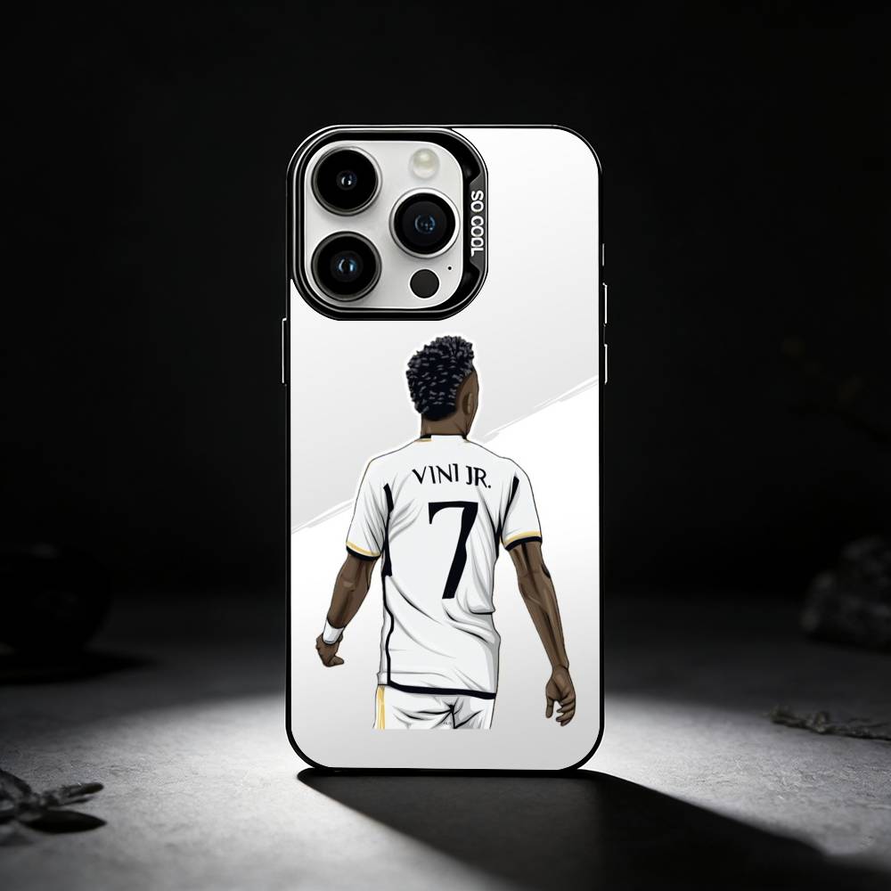 Football Player V-VINI J-JR Phone Case For iPhone 17,16,15,14,13,12,11 Plus,Pro Max,XS,Colored silver phone case