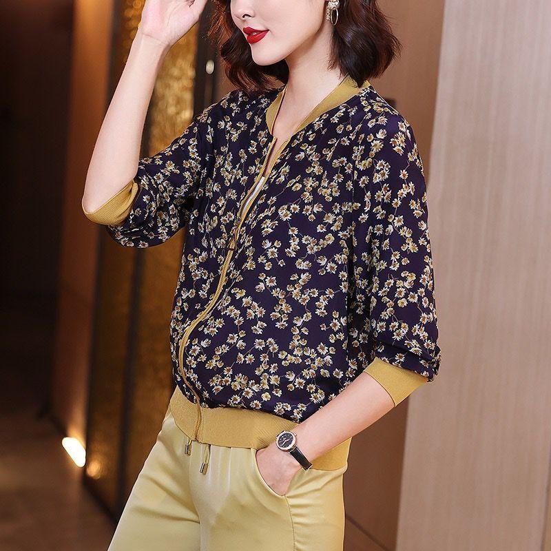Шифоновая солнцезащитная одежда для женщин летом корейский универсальный цветочный кардиган, большой размер тонкая куртка с длинными рукавами для женщин