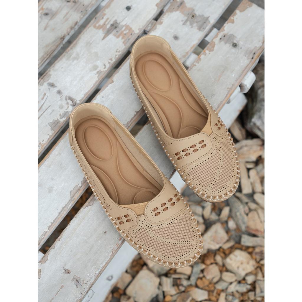 Швейные Лазерные Женские Лоферы на Плоской Подошве