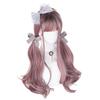 Sizuuenn Лолита Леди Кудрявые Длинные Волосы Двойной Хвост Длинная Челка Коричневый Розовый Парик Градиент Розово-Коричневый Маленькое Лицо Модный Термостойкий Парик Высокий