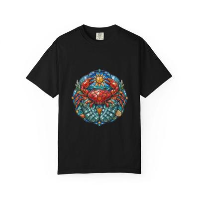 Stained Glass Jelly Sandal Crab T-shirt Graphic Printed Graphic T Shirts Short Sleeve Ropa Hombre