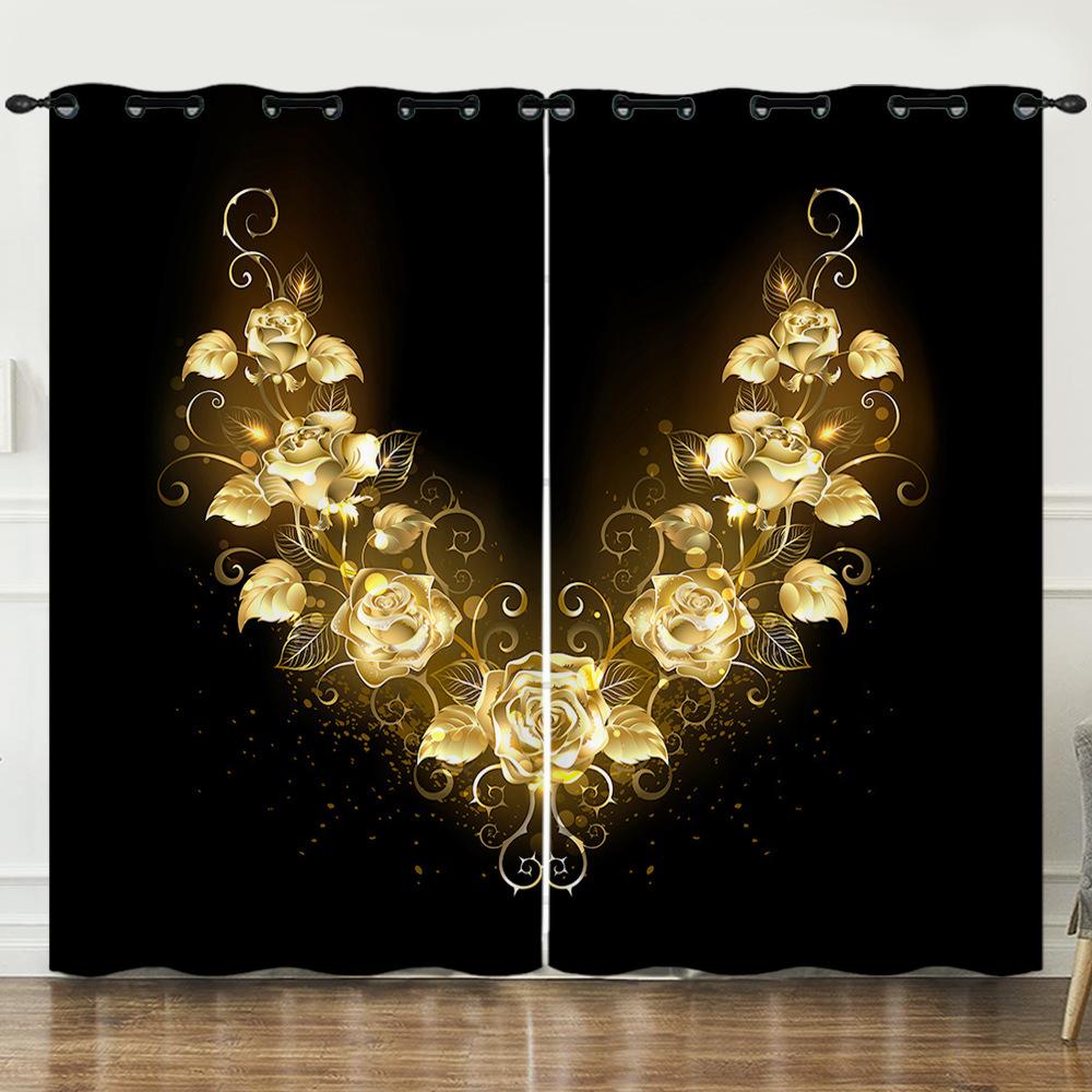 Золотая Улучшенная Гравировка Цветочный Узор Цифровая Печать Штора Затемняющая Перфорированная Может Быть