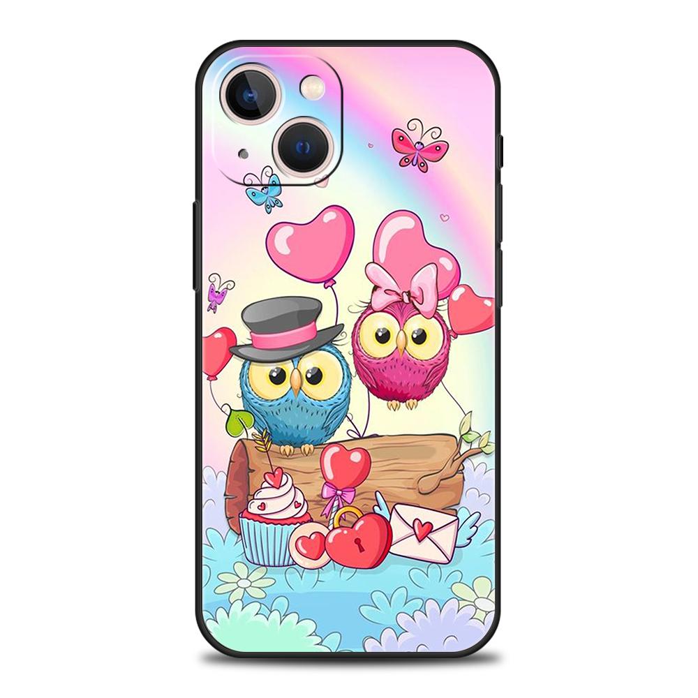 Милый мультяшный чехол-накладка с совой для iPhone 15 14 13 12 11 Pro Max X XR 8 7 Plus SE 2020 X XS Max Ударопрочный мягкий чехол Fundas