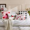 Valentine's Day Pillow Cover Couple Plush Cushion Cover Heart Embroidery Love Sofa Decoration 50x50cm