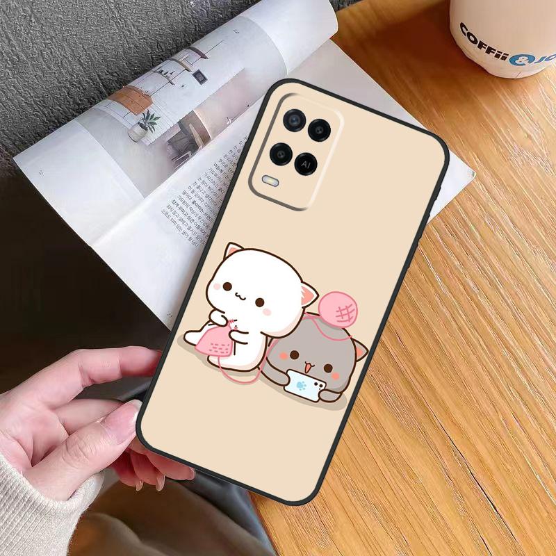 Мультяшный чехол Кот Персик Моти для OPPO A96 A76 A16 A5 A9 A15 A54 A74 A94 A78 A98 A17 A77 A52 A72 A93 A57S A54S A53S