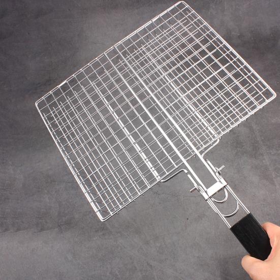 Fish Vegetable Grill Basket Stainless Steel BBQ Grilling Basket Portable Folding Barbecue Camping Grilling Rack for Fish Vegetables Shrimp