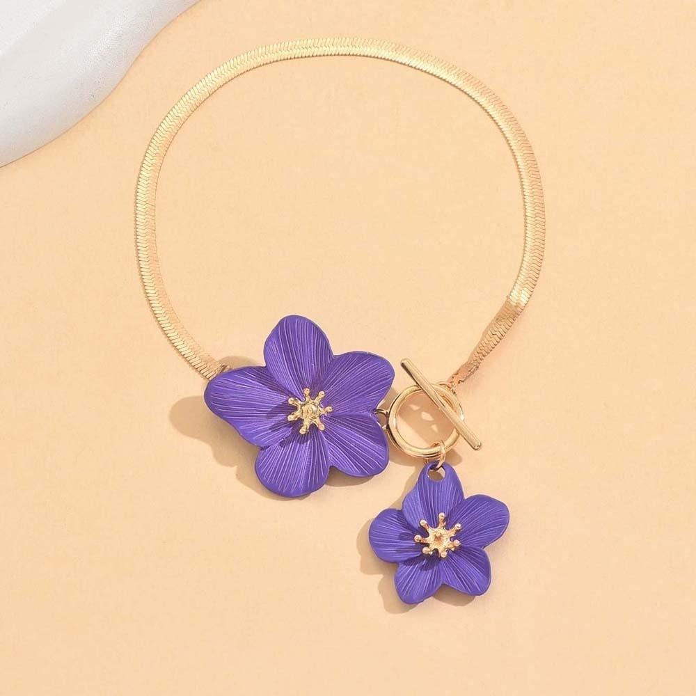 with OT Buckle Oil-Dripped Foot Chain Golden Beach Jewelry Simple Flower Pendant Anklet Women