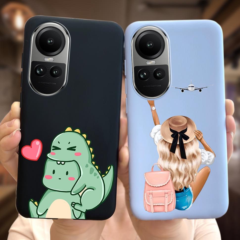 For Oppo Reno10 Case Luxury Colourful Painted Cover Soft Silicone Phone Case For Oppo Reno 10 Reno10 Pro 5G Back Cover Bumper
