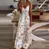 Women's Floral Cami Maxi Dress Spaghetti Strap V Neck Long Dress Casual