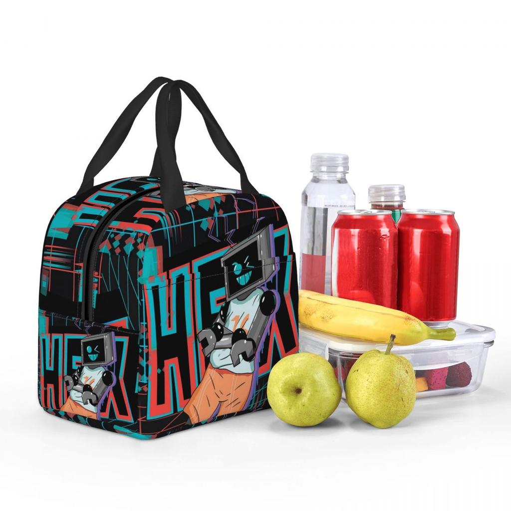 Insulated Lunch Bag for Kids School Cooler Thermal Food Box Tote Portable Lunch Boxes Container Fnf Hex Neon Artwork
