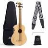 Aklot 30-inch All-bamboo Ukulele Bass with 23:1 Gear Pegs, Built-in Tuner and Preamp, Humidifier, Case, Hex Wrench, and Strap. A Rare and Highly Versa