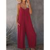 Straps Wide Leg Playsuits Casual Solid V-neck Overall 2XL