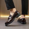 Brand Business Low Heeled Leather Casual Shoes Tassel Loafers Men's Thick Soled Shoes Man Moccasin Handmade Dress Slip On Shoes