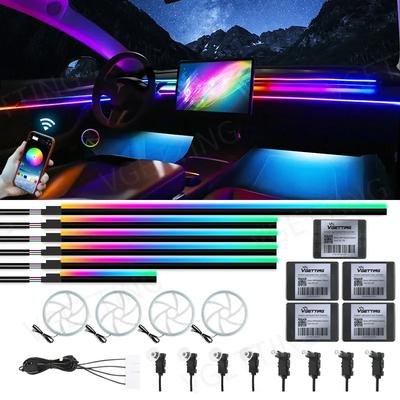 22 в 1 Автомобильные светодиодные ленты RGB 64 цвета Универсальные светодиодные ленты для интерьера Скрытая акриловая лента Лампа атмосферы «Симфония» Полные цвета через приложение