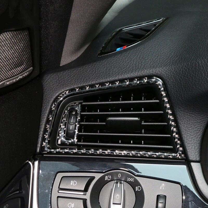 2pcs Car Air Outlet Air Conditioning Cover Sticker Carbon Fiber Trim Decorative Accessories For BMW 5 Series F10 2011-2017