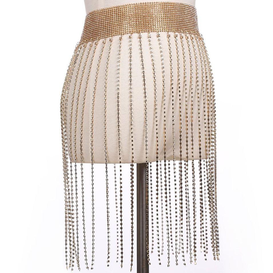 Body Sexy Chain Dress Waist Chain Belt Rhinestone Skirt Rhinestone Body Chain for Party