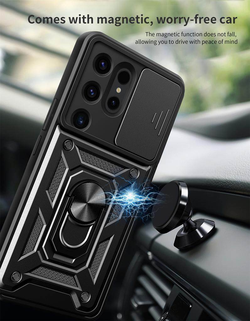 Armor Shockproof Case For Samsung Galaxy S24 UITRA Car Magnetic Holder Ring Stand Camera Protector Galaxy S24 UItra Cover