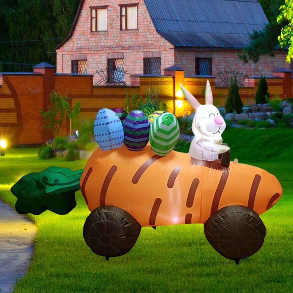 180 см пасхальный кролик надувная игрушка украшение мультяшная статуя всепогодная освещенная надувная морковка для