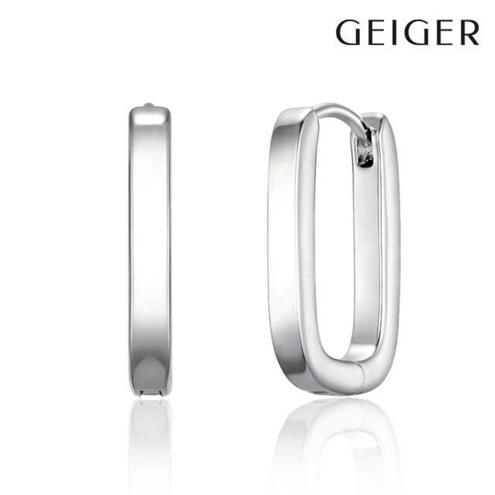 Серебряные базовые квадратные серьги-кольца с одним нажатием GISVEE147