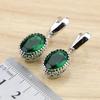 Classic Green Cubic Zirconia Drop Dangle Earrings 925 Sterling Silver Long Earring Jewelry For Women