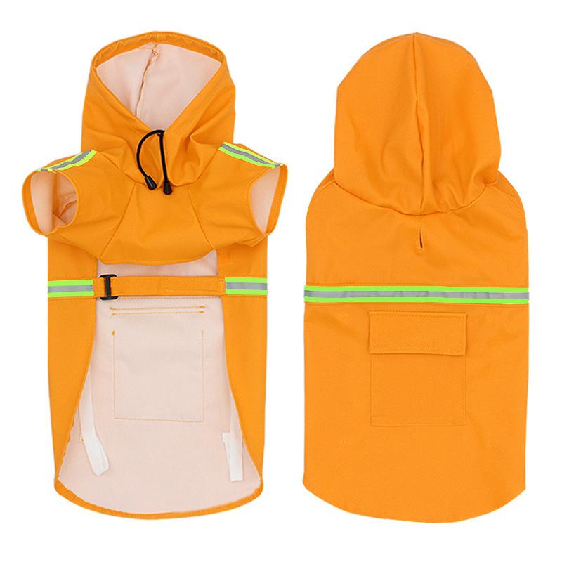 Adjustable Lightweight PETSFOND Pet Rain Poncho Jacket Modern Waterproof Windproof Dog Hooded Coat Sustainable PU Material Print
