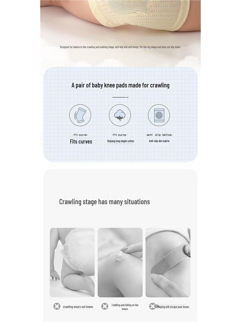 Non-Slip Baby Knee Pads for Crawling & Walking - Summer Thin Style, Anti-Fall Leg Warmers, Comfortable Elbow Pads