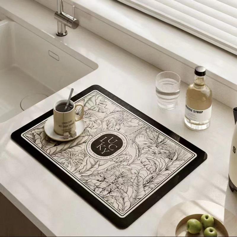 Диатомовая земля Нескользящий коврик Кухонный дренажный коврик Подставка с теплоизоляцией Коврик для впитывания воды