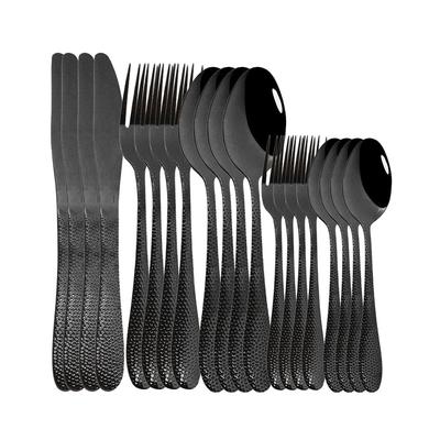 Черная посуда в стиле вестерн из нержавеющей стали, 20 шт., черный набор столовых приборов, кухонный ужин, торт, вилка, ложка, нож, набор столовых приборов