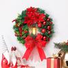 Christmas Wreath Ornament with Lights: 40cm Hanging Pendant Decoration for Doors