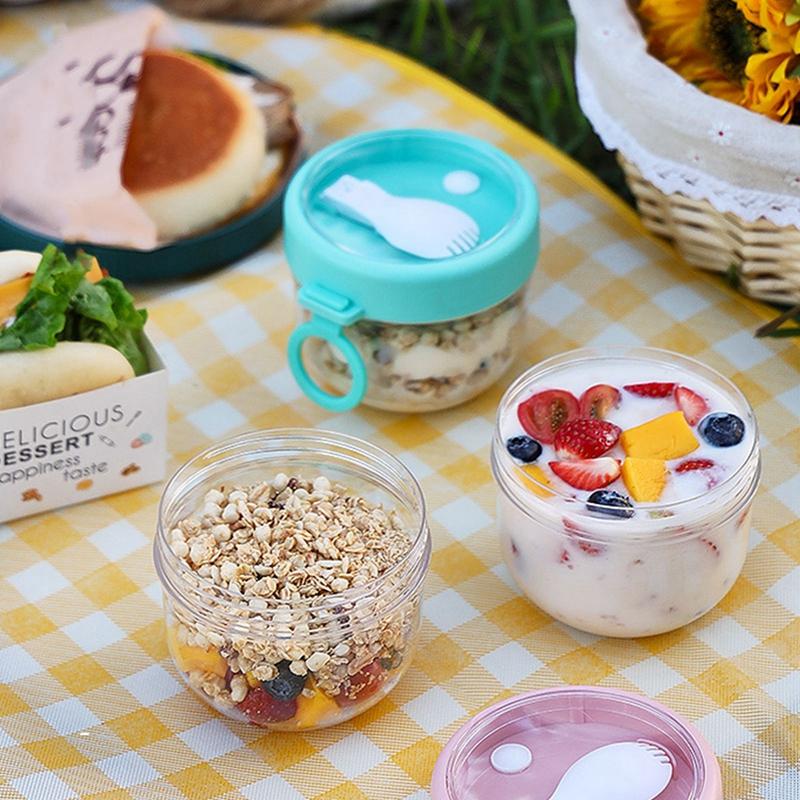 600ml Portable Breakfast Oatmeal Cup With Lids And Spoon Overnight Oats Jar Oats Reusable Overnight Meal Prep Container