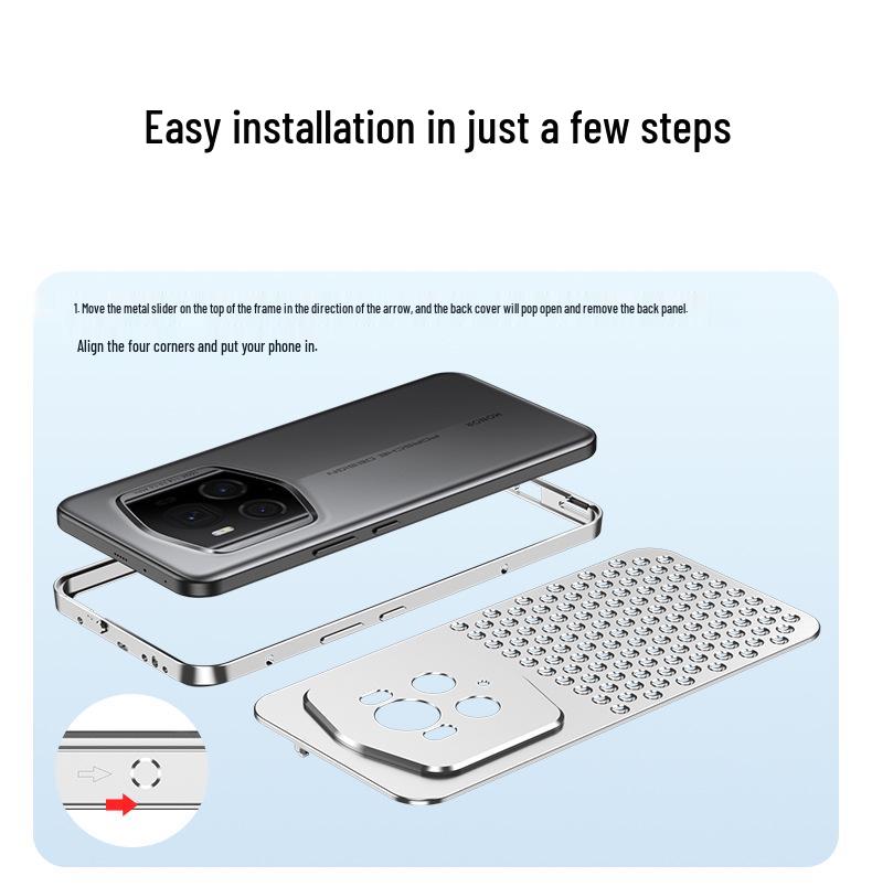Honor Magic6 Pro Porsche Aluminum Alloy Case with Heat Dissipation & Metal Snap Button