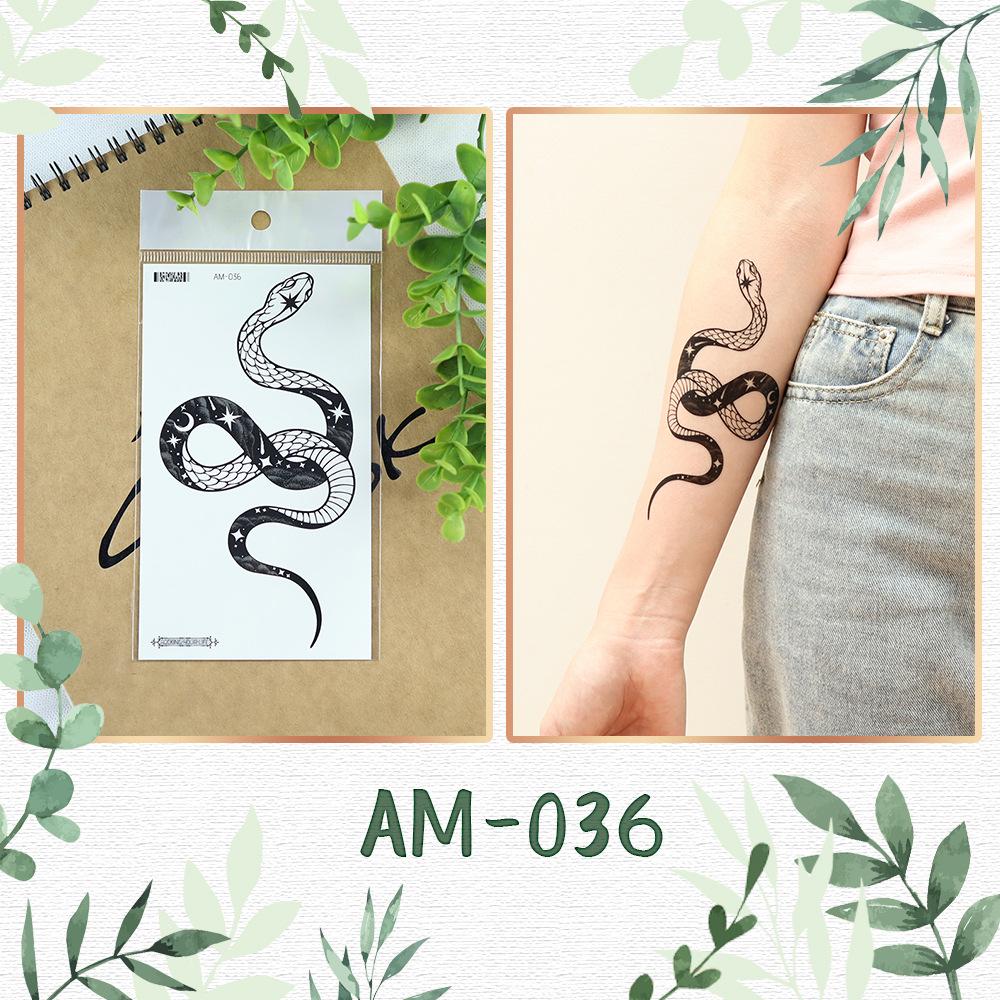 «Модные водонепроницаемые наклейки-татуировки в виде змеи и цветка для мужчин и женщин — крутой, модный дизайн для руки»