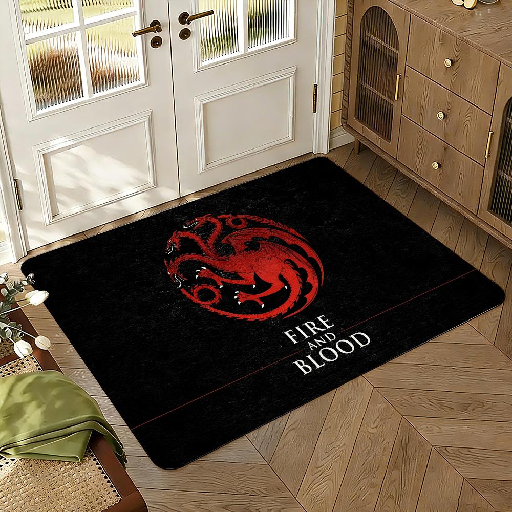 House Targaryen logo Floor Mat Soft Thickened Absorbent Non-Slip Bedroom Living Room Door Mat Home Decor Flannel Rugs