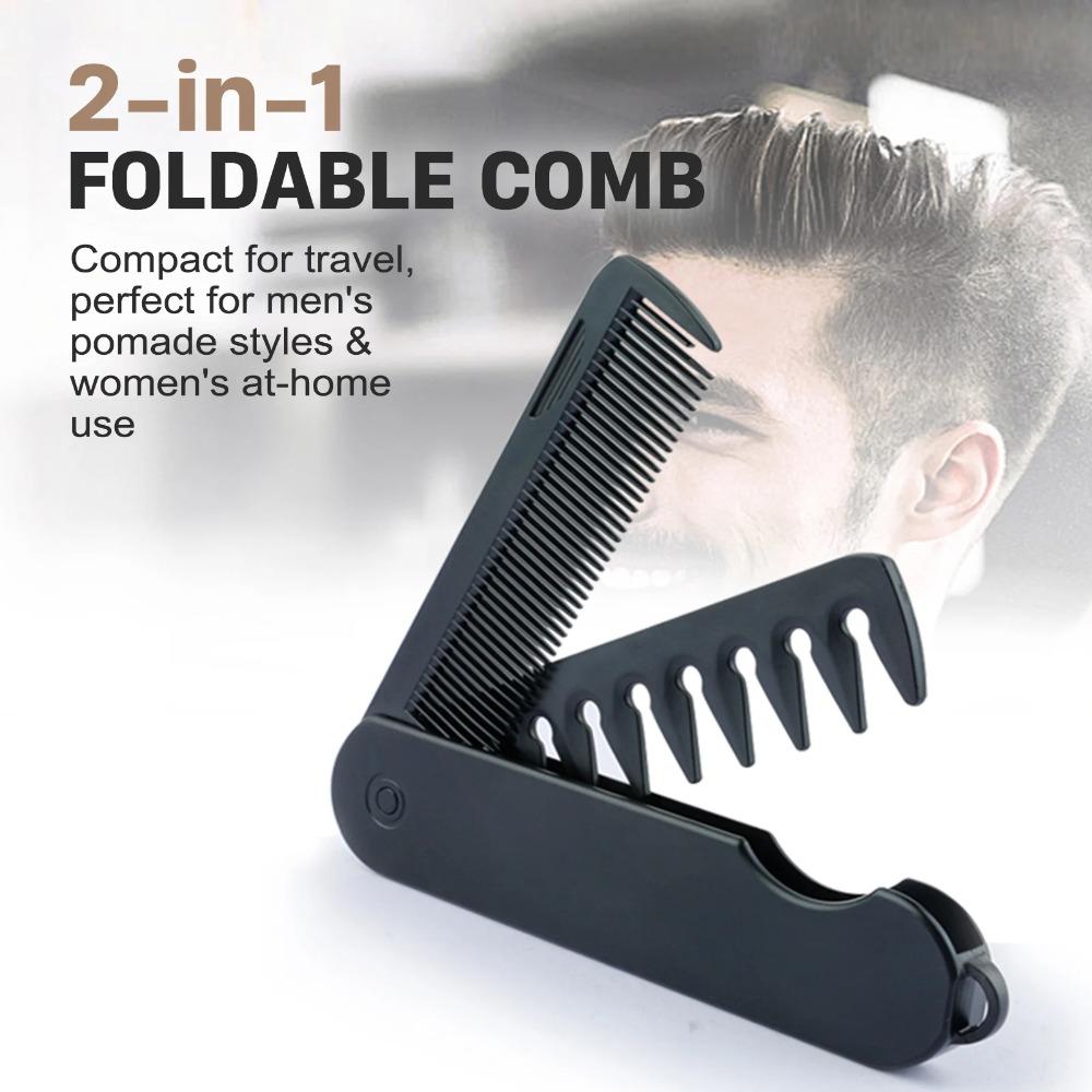 Beard Combing Portable Folding Pocket Combs 2 IN 1 Barber Hair Clipper Comb  Household
