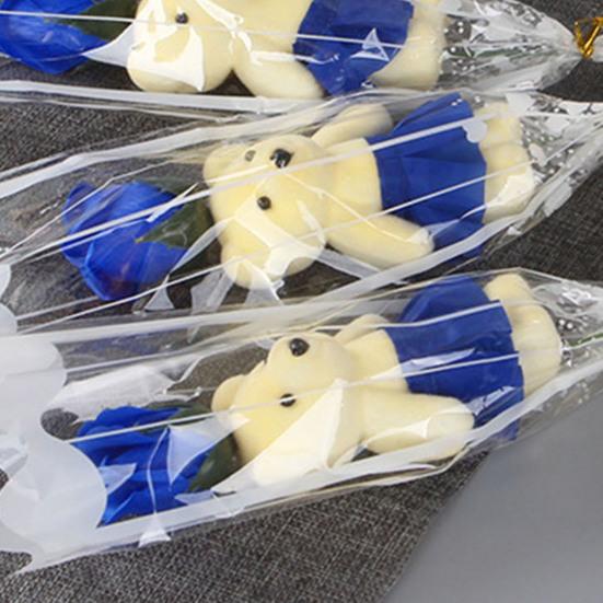 Букет из роз на День святого Валентина с мишкой Одиночная мыльная роза с плюшевым мишкой Искусственный букет роз Подарки на свадьбы, юбилеи