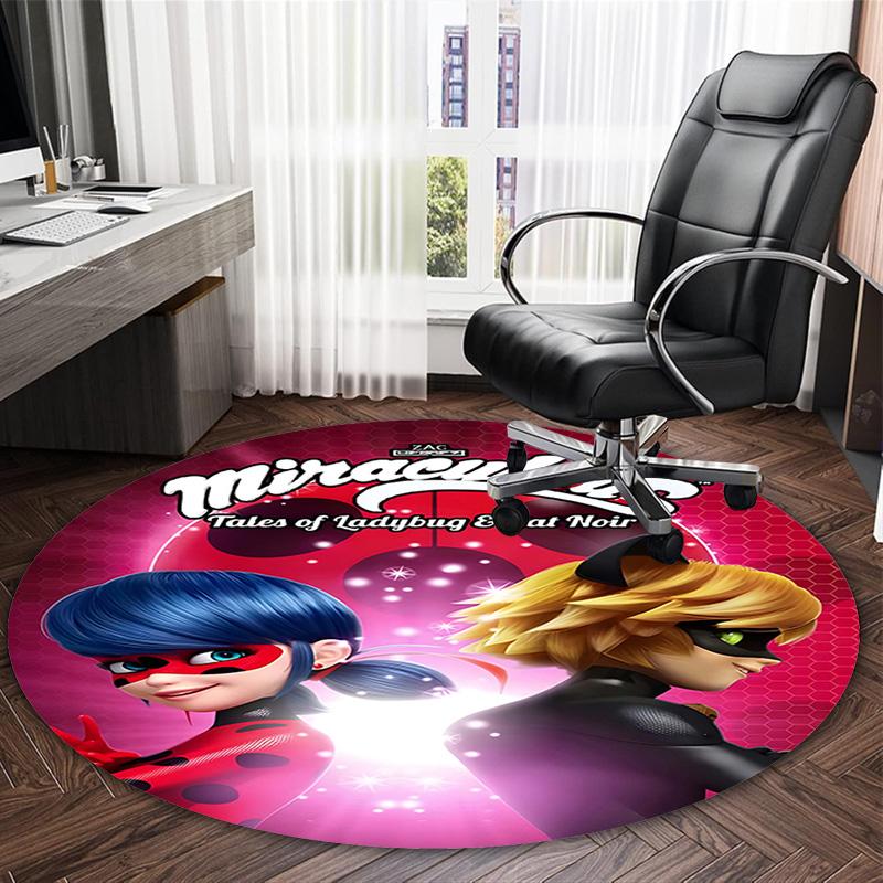 1pc Ladybug (2) Print Round Carpet Chair Round Carpet Suitable for Bedroom Living Room Home Decorative Carpet