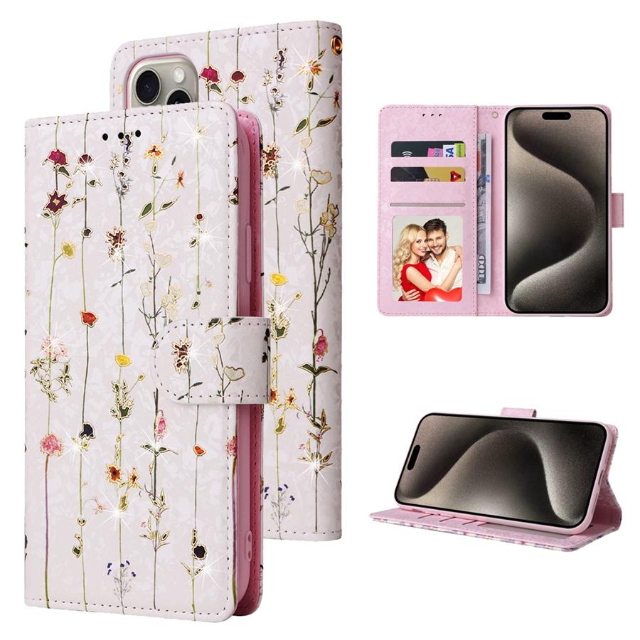 Роскошный тисненый цветочный браслет чехол для телефона iPhone 16 15 14 13 12 11 Samsung S25 S24 S23 A16 A15 A14 A56 A55 RFID блокирующий держатель для карт кошелек