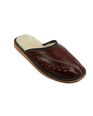 Dark Brown, Insulated Men's Slippers, Men's Slippers with Fur 44