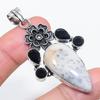 Natural Dendrite Opal, Spinel 925 Sterling Silver Jewelry Pendant 2.44" l2N74