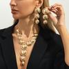 Glossy Drop Earrings Y-Shaped Long Chain Necklace Elegant Round Pendant Necklace  Women Jewelry Set