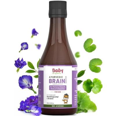 BabyOrgano Сироп для улучшения работы мозга для детей с шанкхпушпи и брахми (5-15 лет) – Аюрведический тоник для улучшения памяти, внимания, концентрации – 200 мл