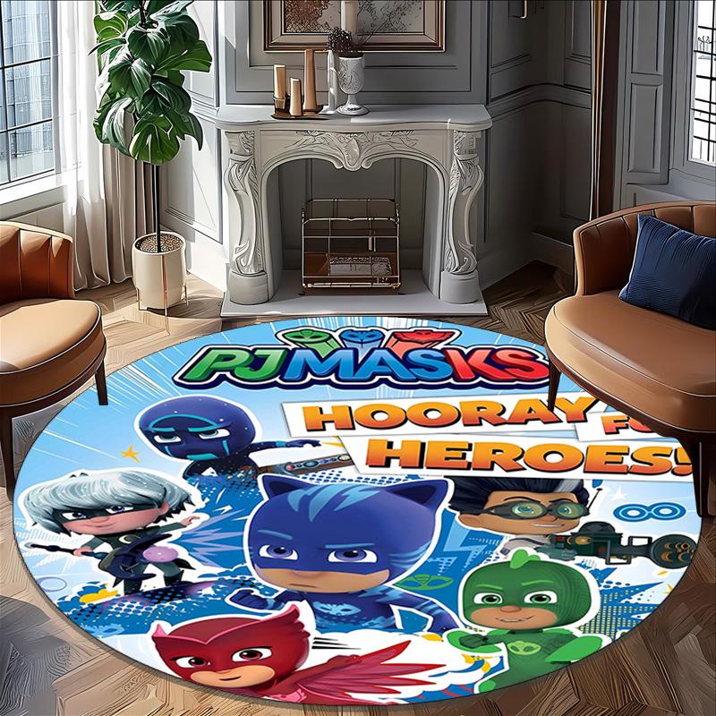 1pc PJ Marks1 Print Round Carpet Chair Round Carpet Suitable for Bedroom Living Room Home Decorative Carpet