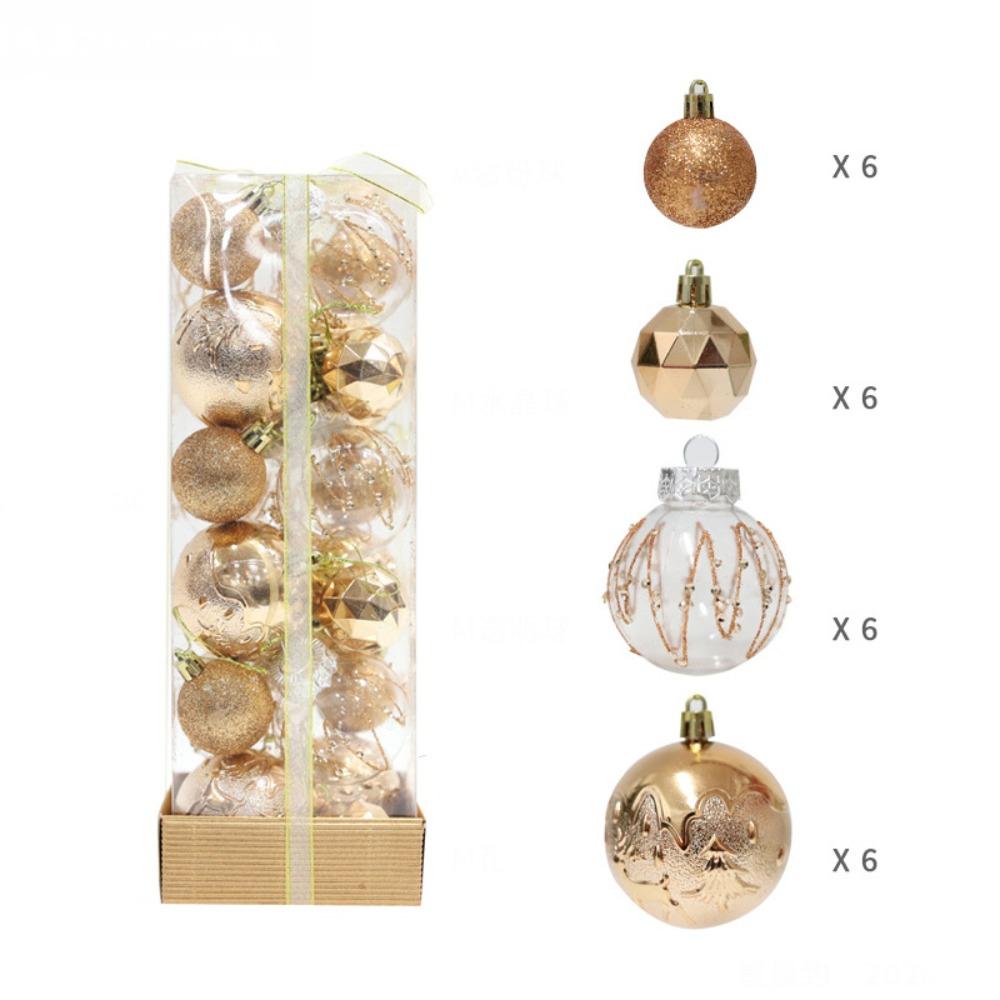 24pcs 4/6cm Christmas Ball Set Plastic Xmas Baubles Xmas Tree Hanging Pendant Christmas Decorations Gift Ball Xmas Ornament Ball