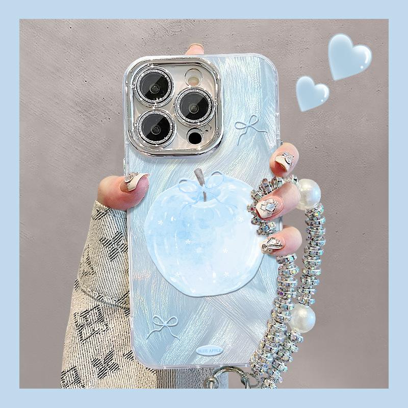 Браслет из зеленого яблока для чехла мобильного телефона Apple 16 Huawei Pura70pro Пряжа-перо 15 Пленка для объектива с полной упаковкой X