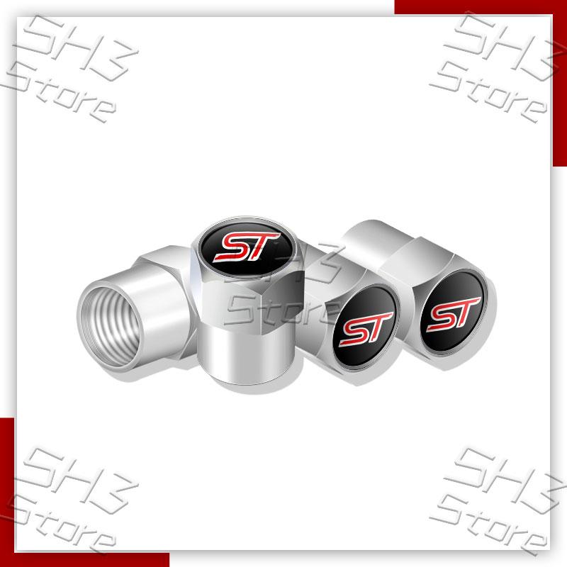 4Pcs ST Badge Car Wheel Tire Valve Caps Tyre Air Stem Airdust Waterproof Covers For Ford Focus MK2 MK3 MK4 Fiesta Kuga Mondeo