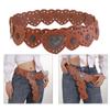Adult Western Waist Belt with Heart Disc Buckle Adjustable Length Waistband PU Waist Belts for Motorcycle Enthusiasts