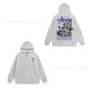 Unisex Hooded Zip-Up Fleece-Lined Sweatshirt With Letter Print Loose Fit Cotton Long Sleeve Men Women