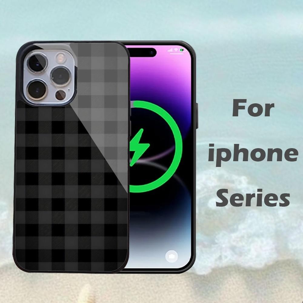 Чехол для телефона с принтом в черно-белую клетку Для IPhone 16 15 14 13 Pro Max 11 12 Mini Alex Mirror Для Magsafe Беспроводная зарядка Чехол